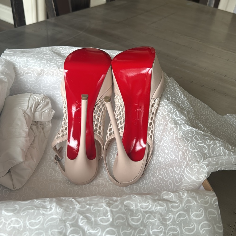 Christian Louboutin plougesta Alta leche light pink mesh leather stiletto sz 42 - Picture 10 of 12